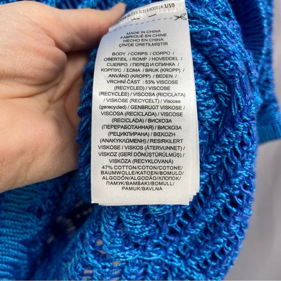 Lauren Ralph Lauren Black Label Oversized Mesh Sweater Bright Blue - Picture 6 of 8